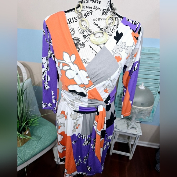 NWT Maggy London Viola Multi Plunge Dress - Picture 5 of 11